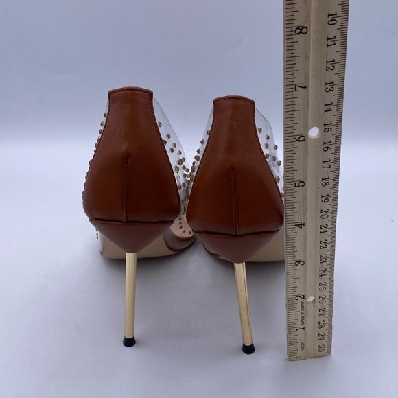 FSJ Studded Pointed Toe Transparent Pumps Heels - Picture 6 of 10